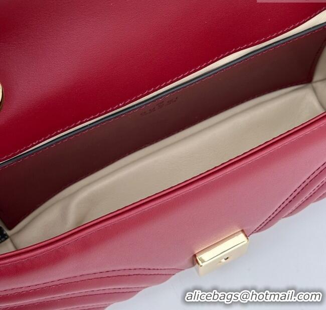 Best Quality Gucci GG Marmont Matelasse Leather Mini Bag 446744 Burgundy 2024
