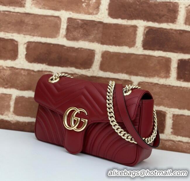 Super Quality Gucci GG Marmont Matelasse Leather Small Shoulder Bag 443497 Burgundy 2024
