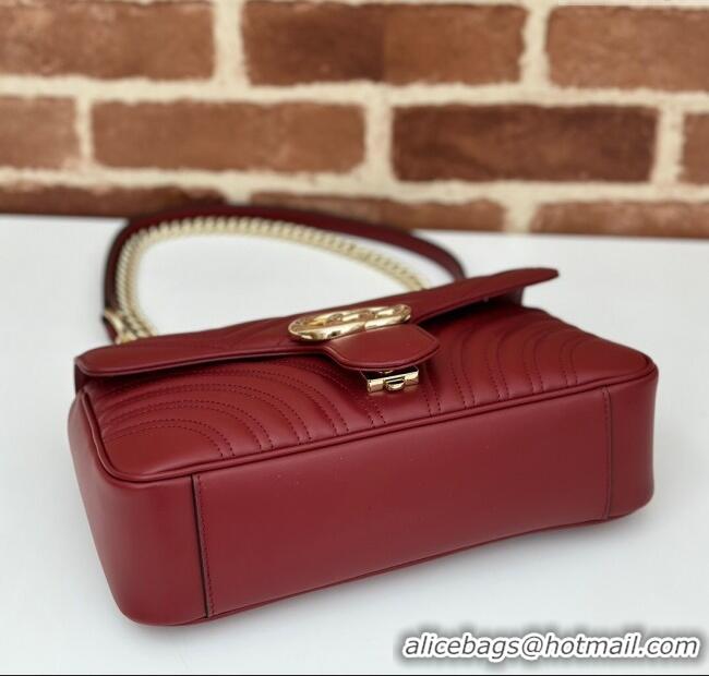 Super Quality Gucci GG Marmont Matelasse Leather Small Shoulder Bag 443497 Burgundy 2024