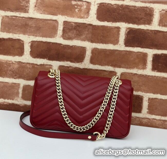 Super Quality Gucci GG Marmont Matelasse Leather Small Shoulder Bag 443497 Burgundy 2024