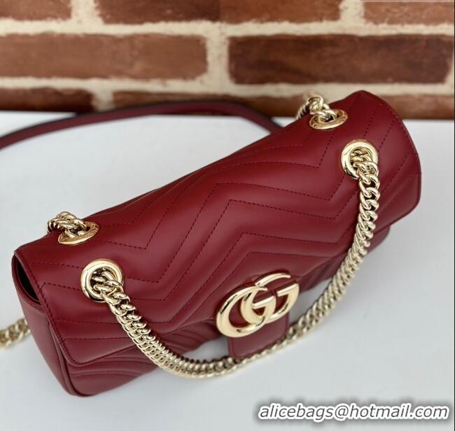 Super Quality Gucci GG Marmont Matelasse Leather Small Shoulder Bag 443497 Burgundy 2024