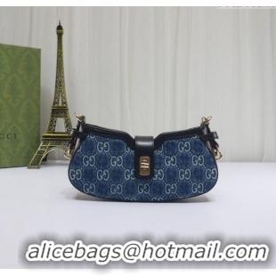 Top Design Gucci GG Denim Moon Side Mini Shoulder bag 786015 Blue 2024