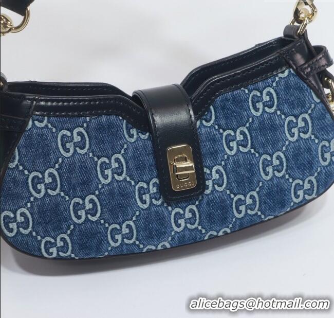 Top Design Gucci GG Denim Moon Side Mini Shoulder bag 786015 Blue 2024