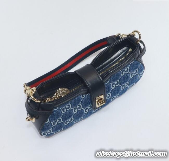 Top Design Gucci GG Denim Moon Side Mini Shoulder bag 786015 Blue 2024