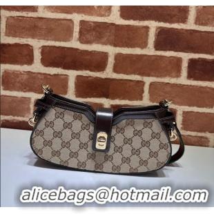 Buy Discount Gucci GG Canvas Moon Side Mini Shoulder Bag 786015 Brown 2024
