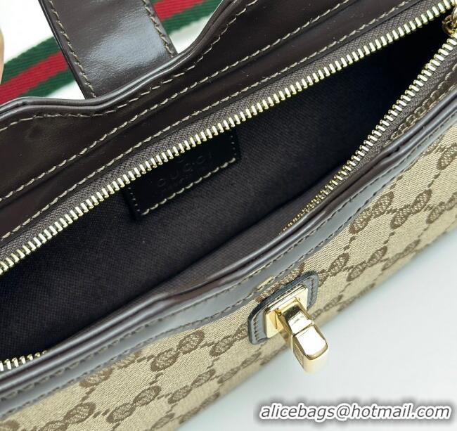 Buy Discount Gucci GG Canvas Moon Side Mini Shoulder Bag 786015 Brown 2024