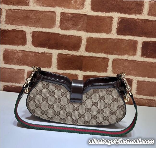 Buy Discount Gucci GG Canvas Moon Side Mini Shoulder Bag 786015 Brown 2024