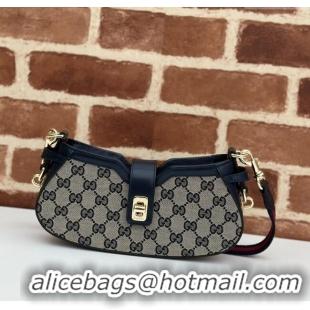 Best Price Gucci GG Canvas Moon Side Mini Shoulder Bag 786015 Blue 2024
