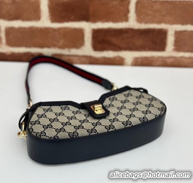Best Price Gucci GG Canvas Moon Side Mini Shoulder Bag 786015 Blue 2024
