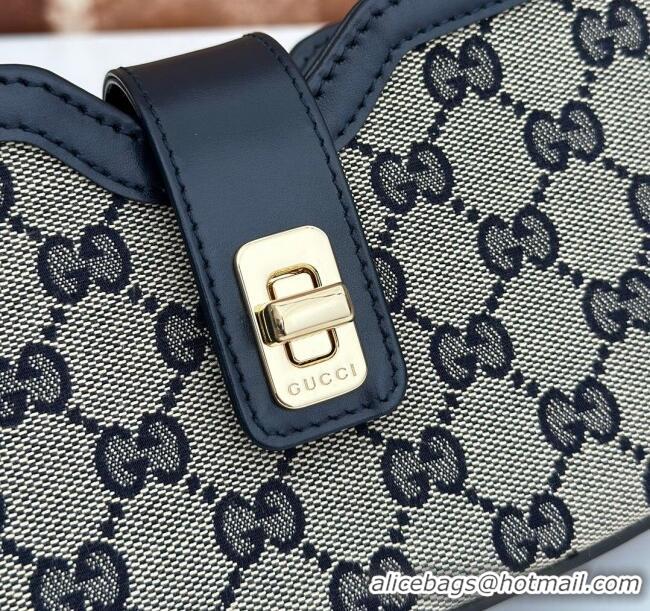 Best Price Gucci GG Canvas Moon Side Mini Shoulder Bag 786015 Blue 2024