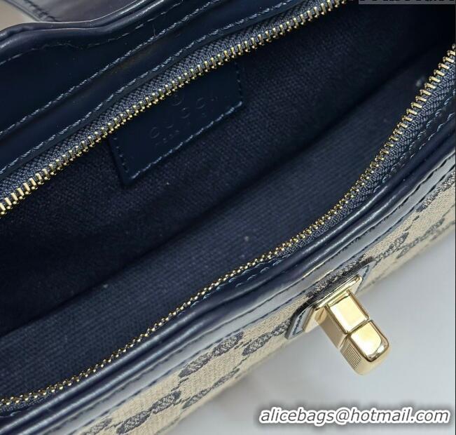 Best Price Gucci GG Canvas Moon Side Mini Shoulder Bag 786015 Blue 2024