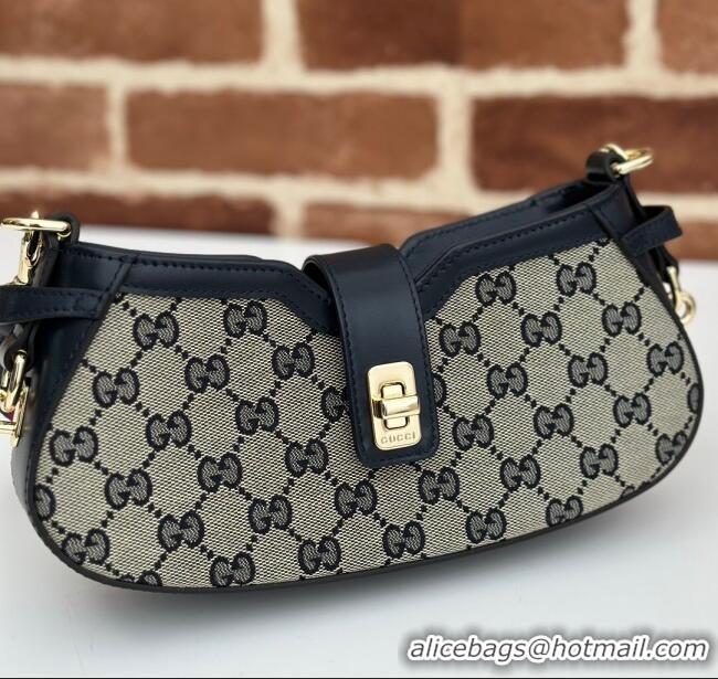 Best Price Gucci GG Canvas Moon Side Mini Shoulder Bag 786015 Blue 2024