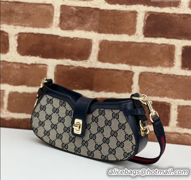 Best Price Gucci GG Canvas Moon Side Mini Shoulder Bag 786015 Blue 2024