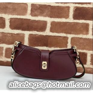 Unique Grade Gucci Leather Moon Side Mini Shoulder bag 786015 Burgundy 2024