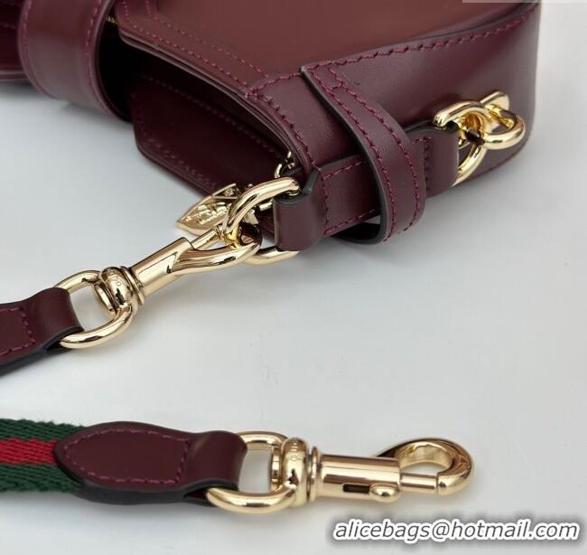 Unique Grade Gucci Leather Moon Side Mini Shoulder bag 786015 Burgundy 2024
