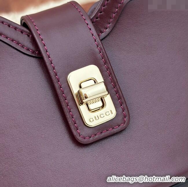 Unique Grade Gucci Leather Moon Side Mini Shoulder bag 786015 Burgundy 2024