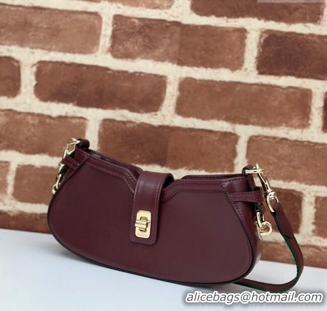 Unique Grade Gucci Leather Moon Side Mini Shoulder bag 786015 Burgundy 2024