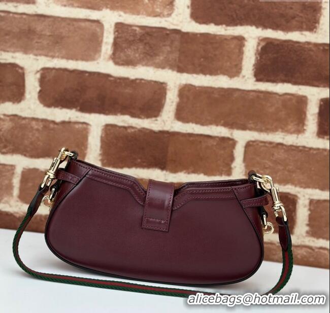 Unique Grade Gucci Leather Moon Side Mini Shoulder bag 786015 Burgundy 2024
