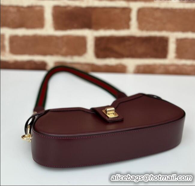 Unique Grade Gucci Leather Moon Side Mini Shoulder bag 786015 Burgundy 2024