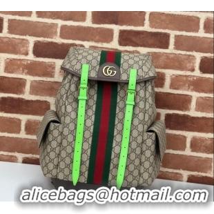 Best Price Gucci Mens Ophidia GG Canvas Medium Backpack Bag 598140 Beige/Fluorescent Green 2024