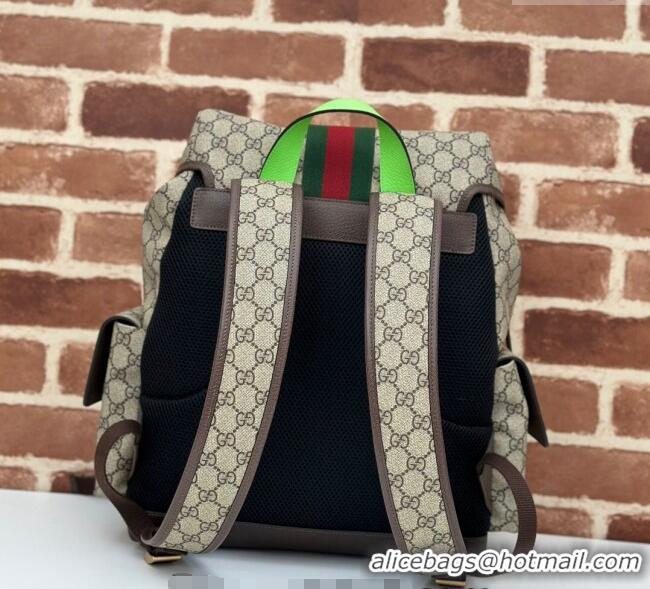 Best Price Gucci Mens Ophidia GG Canvas Medium Backpack Bag 598140 Beige/Fluorescent Green 2024