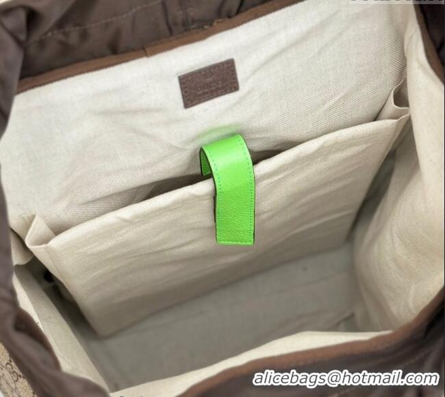Best Price Gucci Mens Ophidia GG Canvas Medium Backpack Bag 598140 Beige/Fluorescent Green 2024