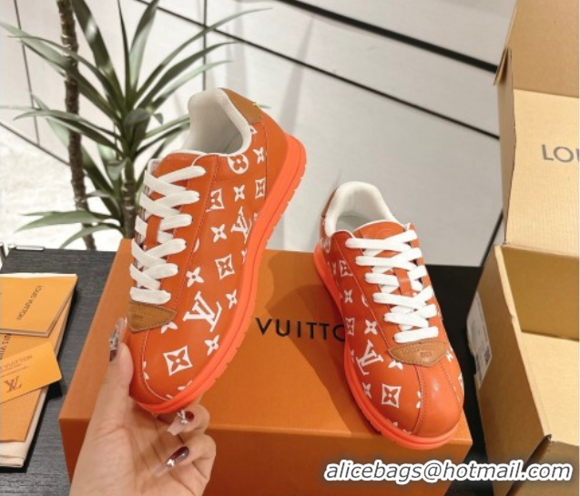 Purchase Louis Vuitton Leather Sneakers Orange 0609001