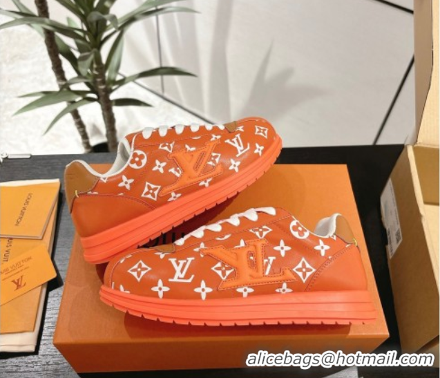 Purchase Louis Vuitton Leather Sneakers Orange 0609001