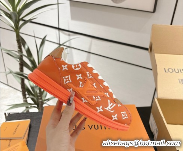 Purchase Louis Vuitton Leather Sneakers Orange 0609001