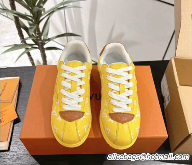 Stylish Louis Vuitton Leather Sneakers Yellow 0609002