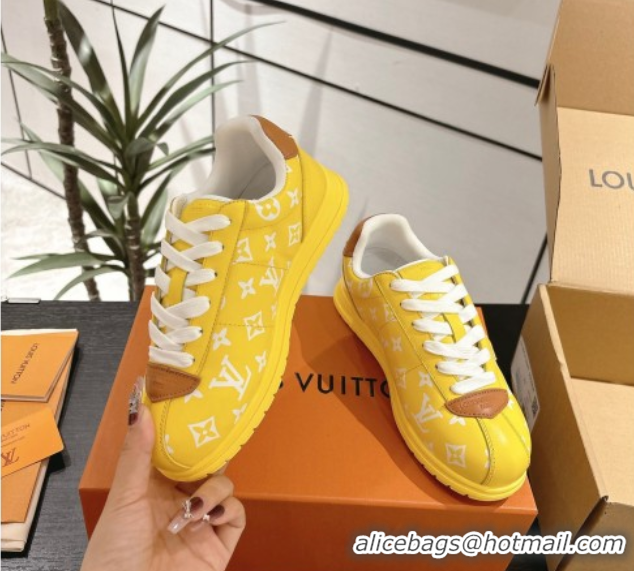 Stylish Louis Vuitton Leather Sneakers Yellow 0609002
