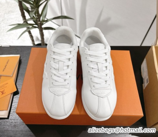 Sumptuous Louis Vuitton Leather Sneakers All White 0609003