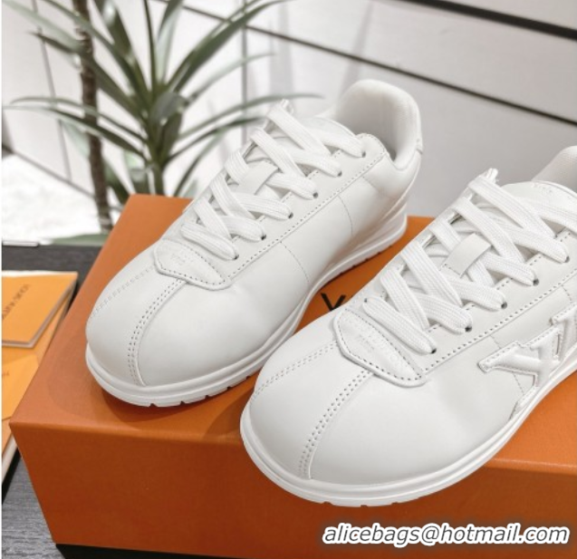 Sumptuous Louis Vuitton Leather Sneakers All White 0609003