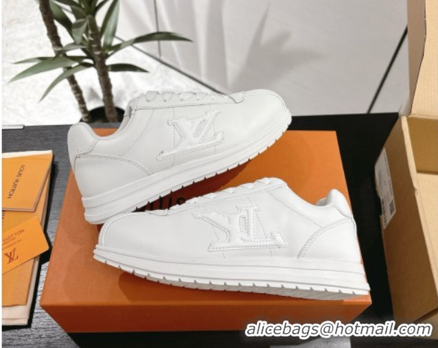 Sumptuous Louis Vuitton Leather Sneakers All White 0609003