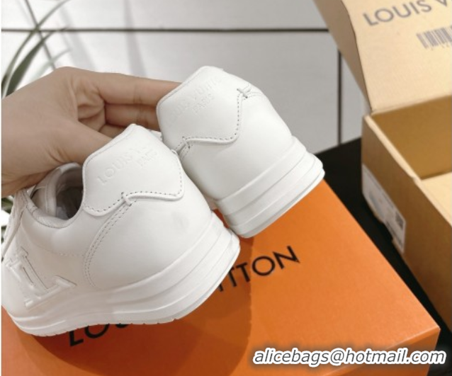 Sumptuous Louis Vuitton Leather Sneakers All White 0609003