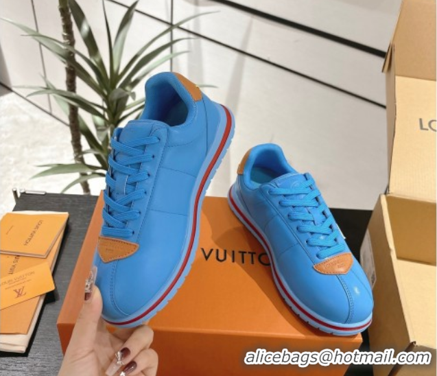Perfect Louis Vuitton Leather Sneakers Sky Blue 0609004