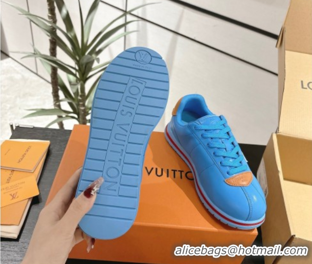 Perfect Louis Vuitton Leather Sneakers Sky Blue 0609004