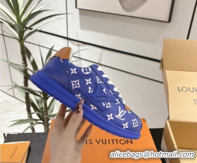 Grade Quality Louis Vuitton Leather Sneakers Blue 0609006