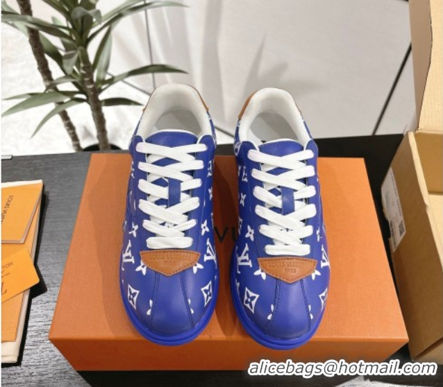 Grade Quality Louis Vuitton Leather Sneakers Blue 0609006