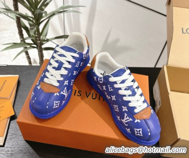 Grade Quality Louis Vuitton Leather Sneakers Blue 0609006