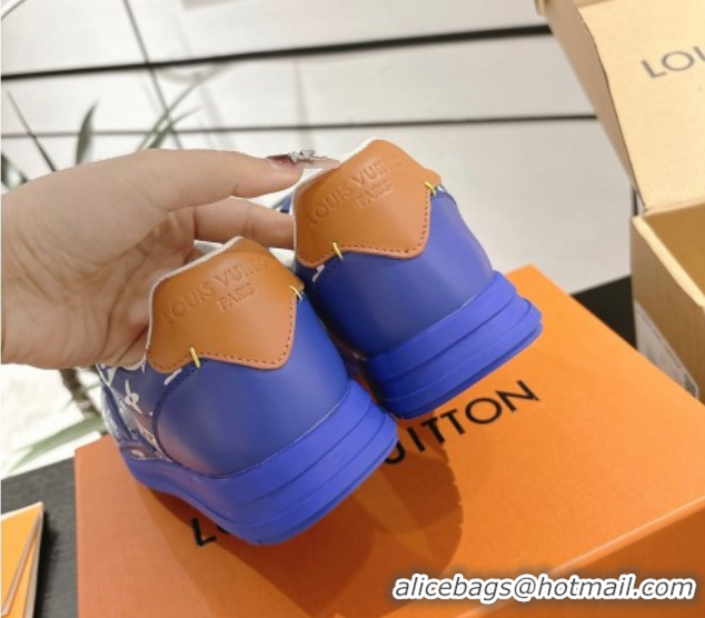 Grade Quality Louis Vuitton Leather Sneakers Blue 0609006