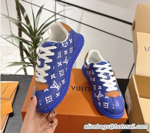 Grade Quality Louis Vuitton Leather Sneakers Blue 0609006