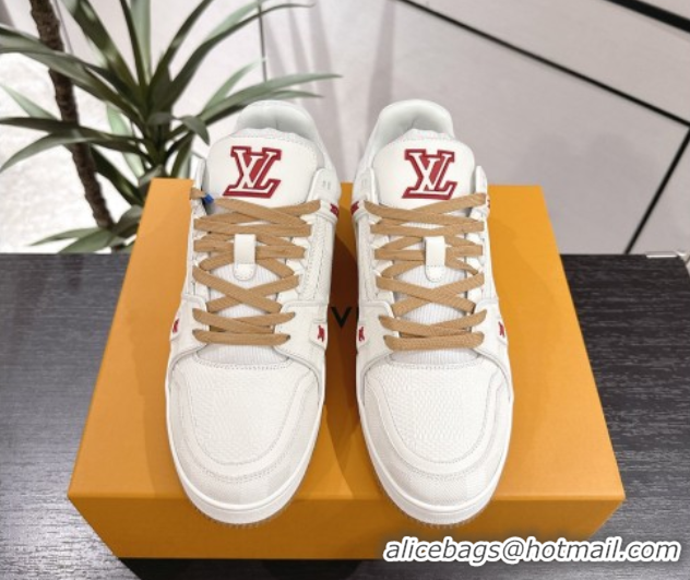 Shop Duplicate Louis Vuitton Trainer Damier Leather Sneakers White 0609008
