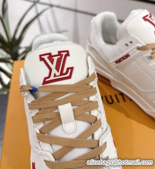 Shop Duplicate Louis Vuitton Trainer Damier Leather Sneakers White 0609008