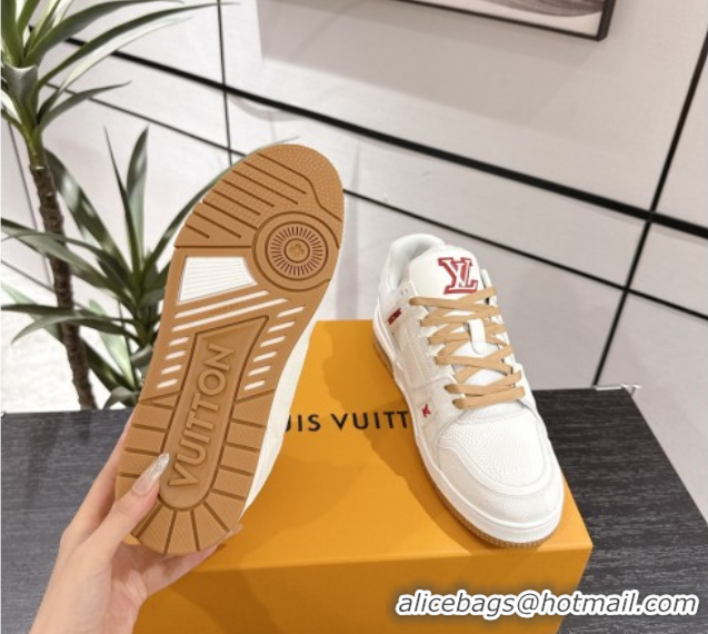 Shop Duplicate Louis Vuitton Trainer Damier Leather Sneakers White 0609008