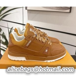 Unique Style Louis Vuitton Trainer Damier Leather Sneakers Brown 0609009