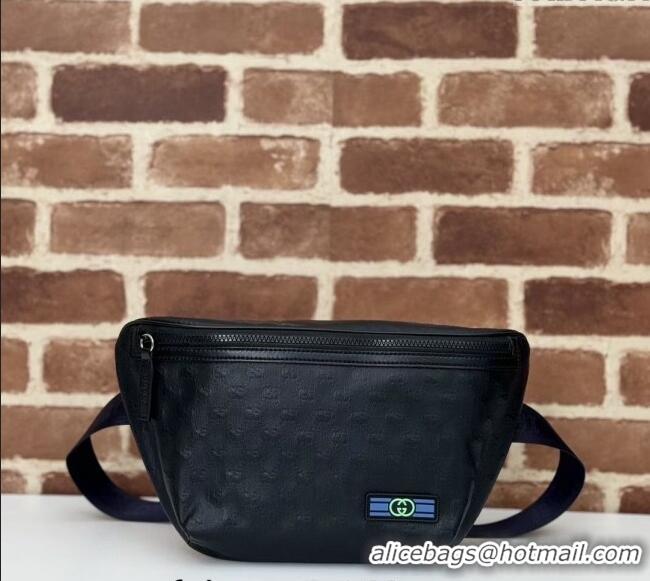 Original Cheap Gucci Mens GG Crystal Canvas belt bag‎ 779822 Black 2024