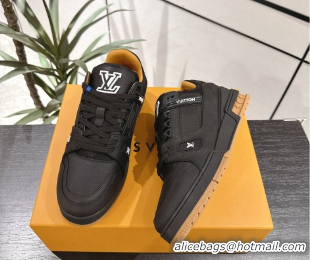 Shop Duplicate Louis Vuitton Trainer Damier Leather Sneakers Black 0609010