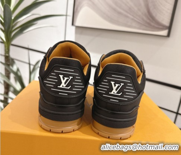 Shop Duplicate Louis Vuitton Trainer Damier Leather Sneakers Black 0609010