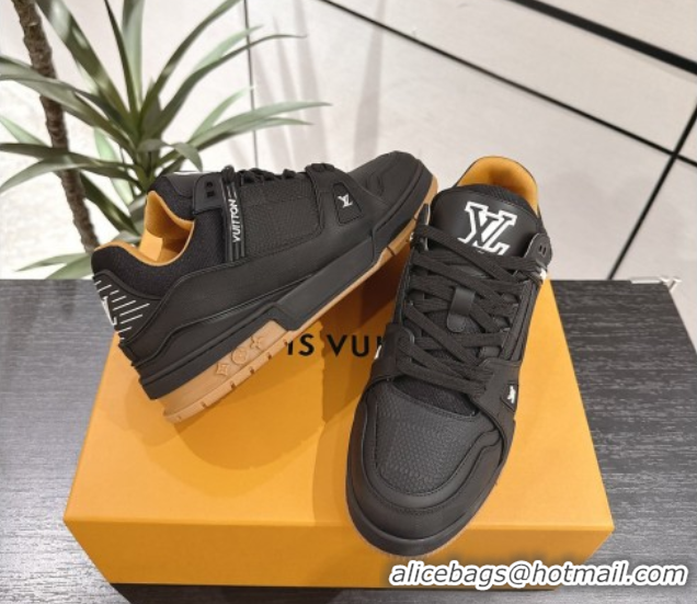 Shop Duplicate Louis Vuitton Trainer Damier Leather Sneakers Black 0609010